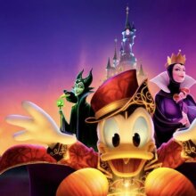 Halloween Werbegrafik für Disneyland Paris mit Donal Duck und Malefiencent sowie der Bösen Königin