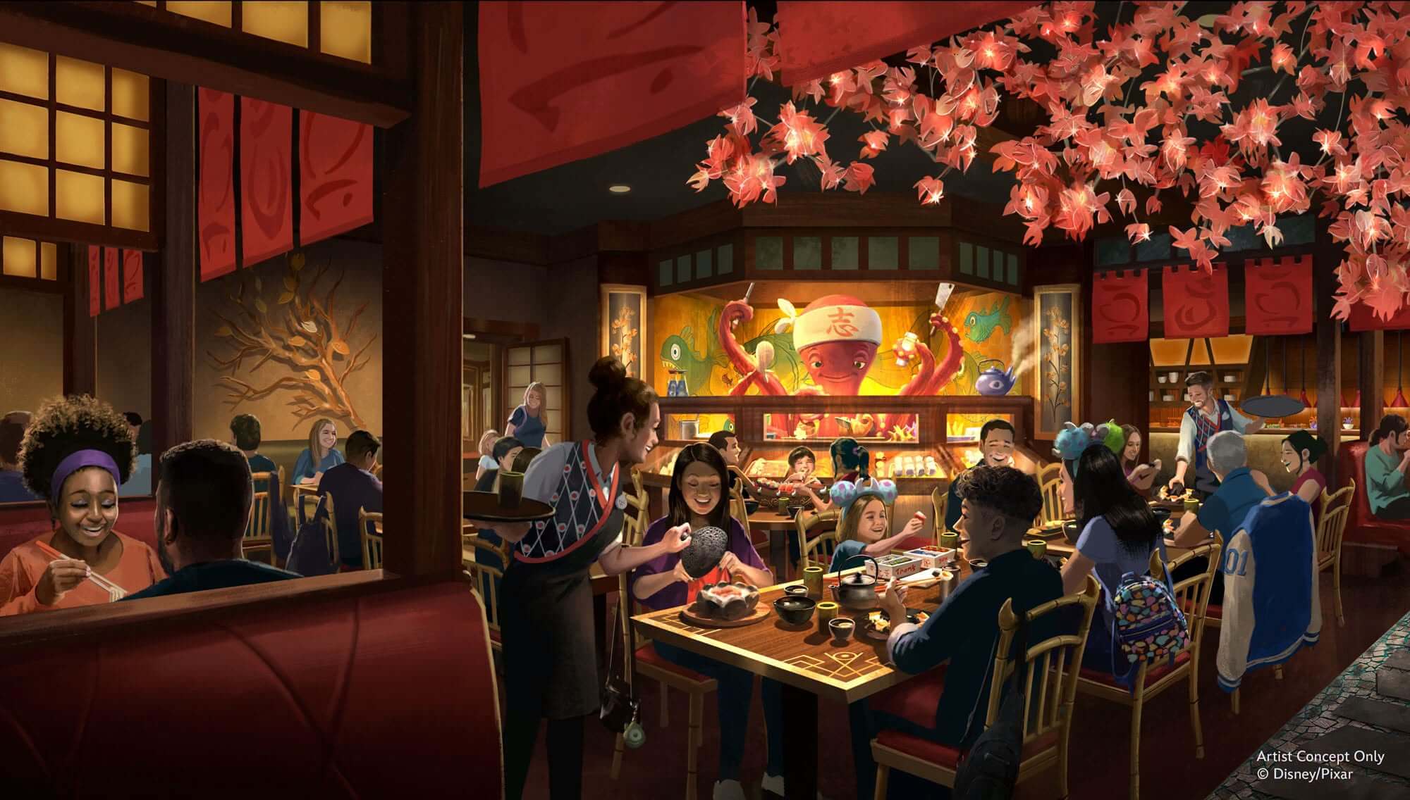 Konzeptzeichnung zu Harryhausen's Restaurant in Monstropolis