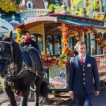 Horsedrawn Streetcar mit einem schwarzen Pferd im Disneyland Park