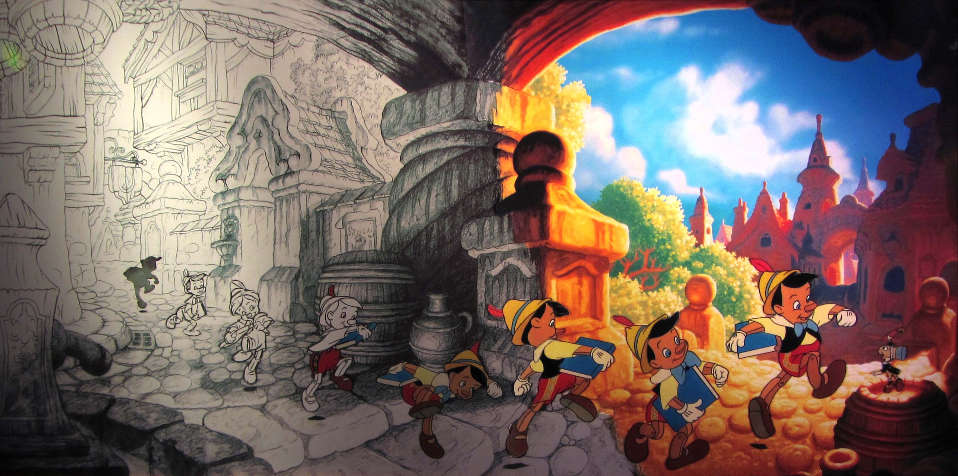 Pinocchio von der Zeichnung zur fertigen Figur für den Disney Film Pinocchio