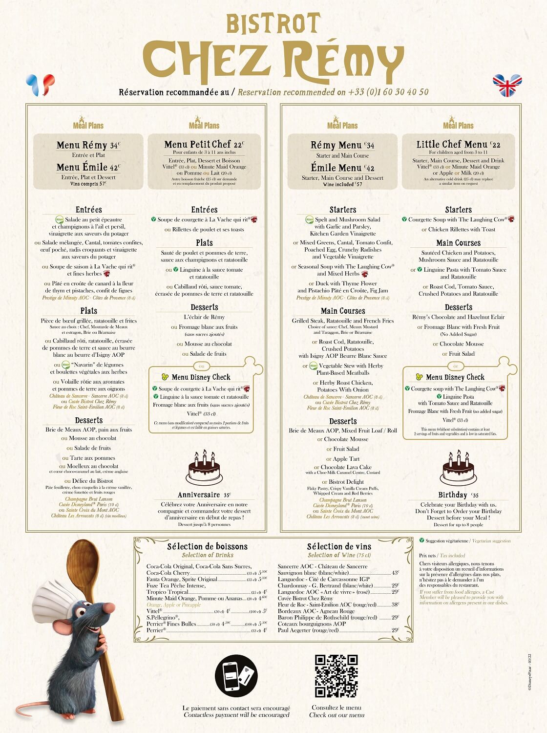 Speisekarte und Menüs des Bistrot Chez Remy