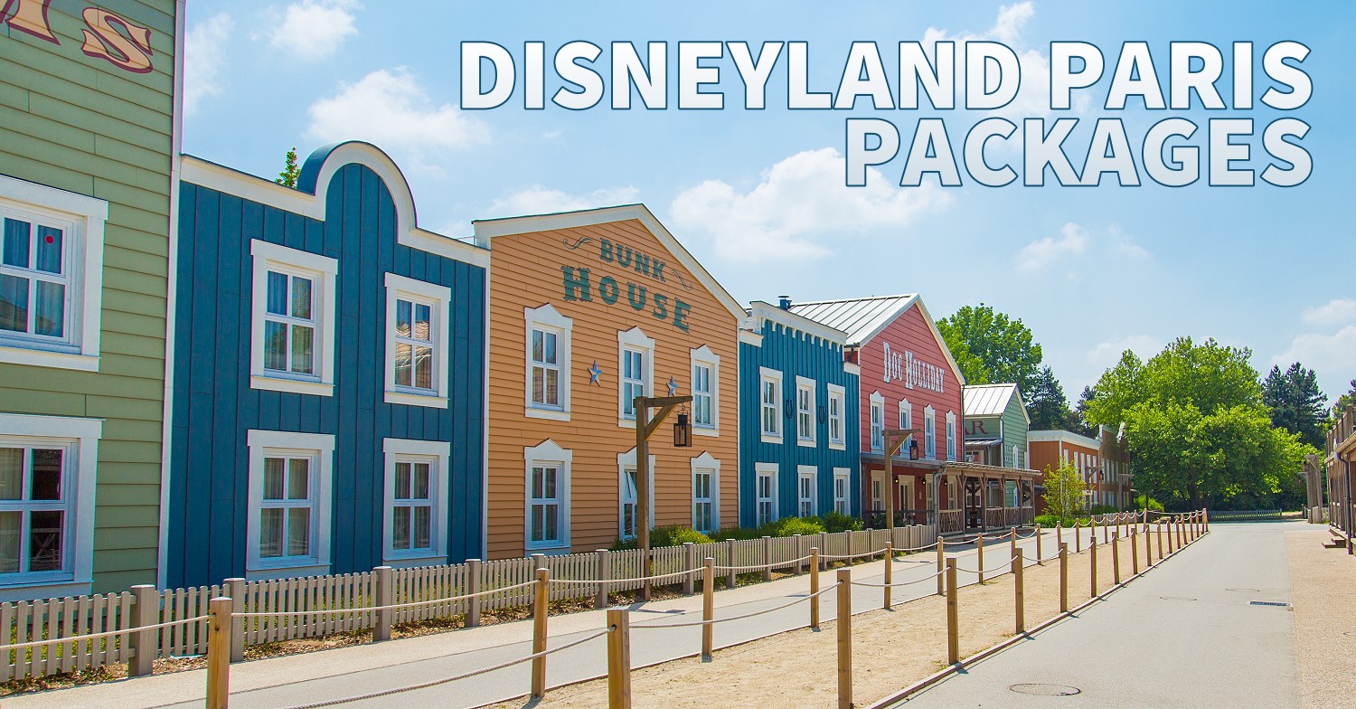 Disneyland Paris Packages Image of the Hotel Cheyenne with the text: Disneyland Paris package as a teaser for the package holidays page