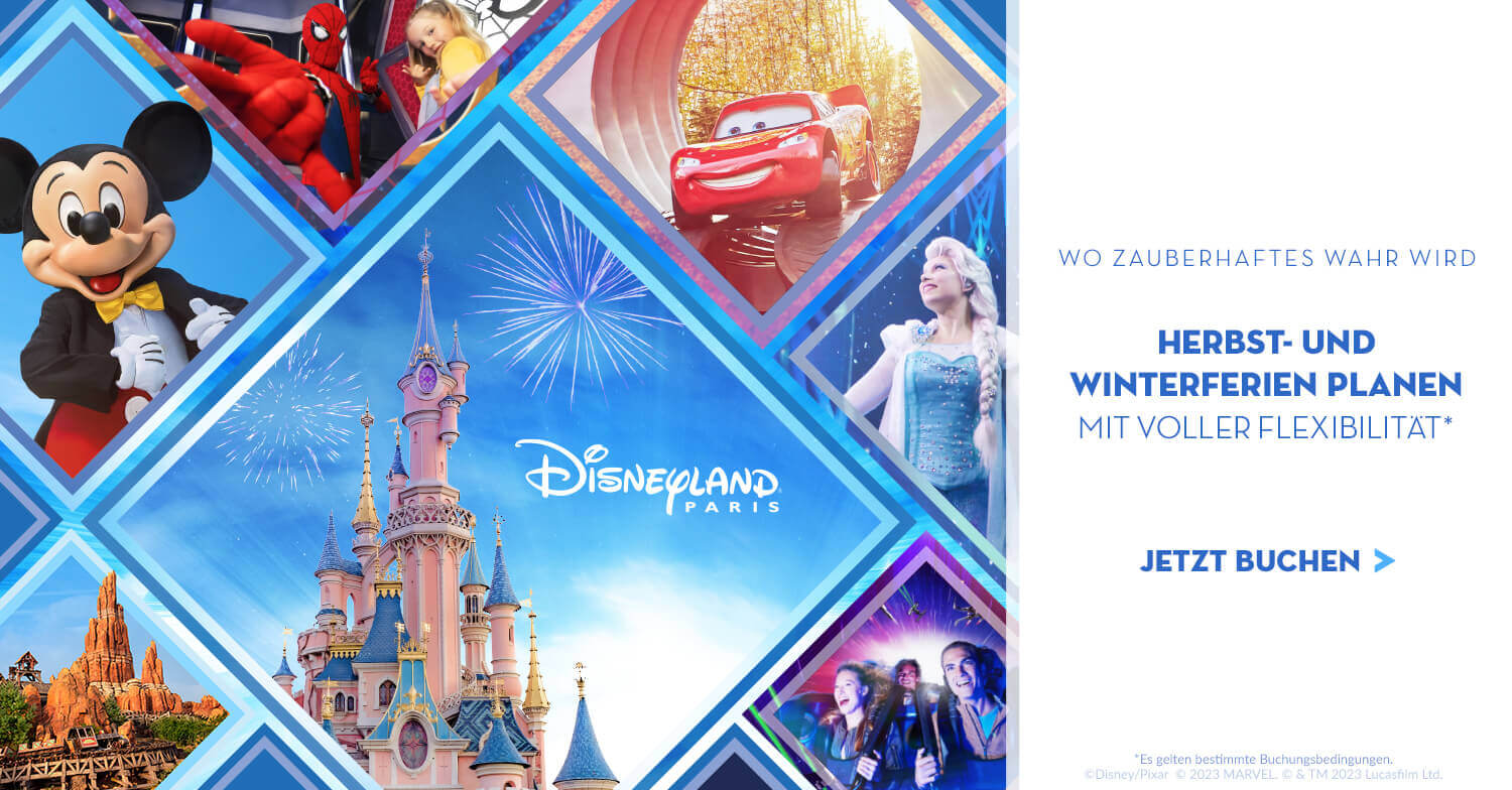 Buche jetzt Deinen Aufenthalt in Disneyland Paris für die Herbstferien, Winterferien und Weihnachtsferien - mit voller Flexibilität