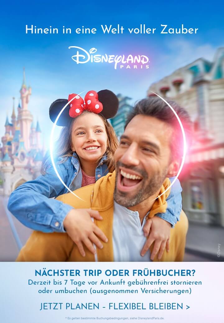 Disneyland Paris flexibel buchen: Derzeit bis 7 Tage vor Ankunft gebührenfrei stornieren oder umbuchen - mobile Version