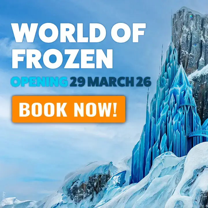 Banner Ad mobile view World of Frozen opening 29 March 2026