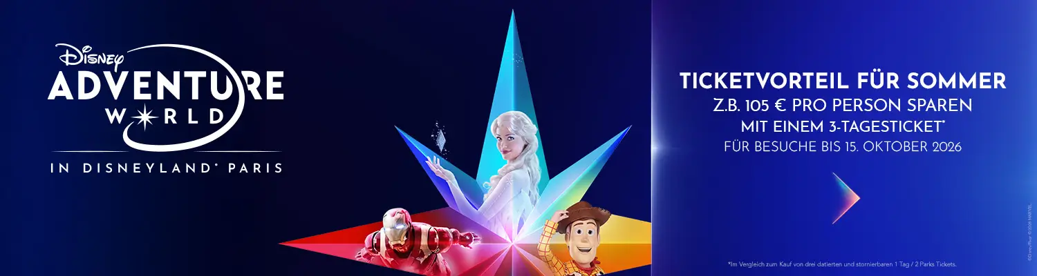 Bannerwerbung Ticketvorteil - 105 Euro bei den Tickets sparen