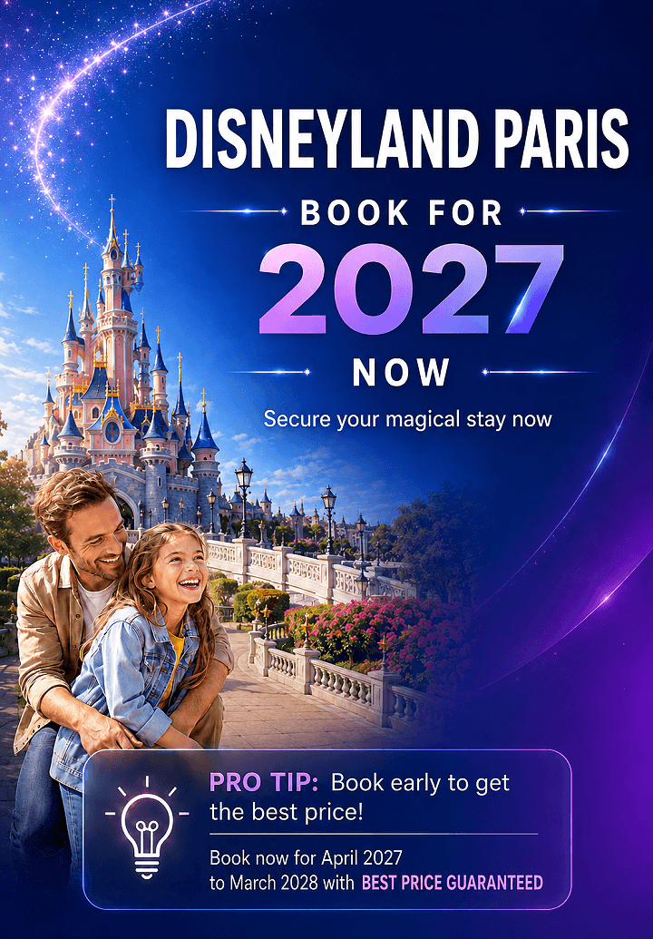 Book Disneyland Paris for 2027 now: with best price guaranteed. The earlier you book the lower are the prices / mobile version