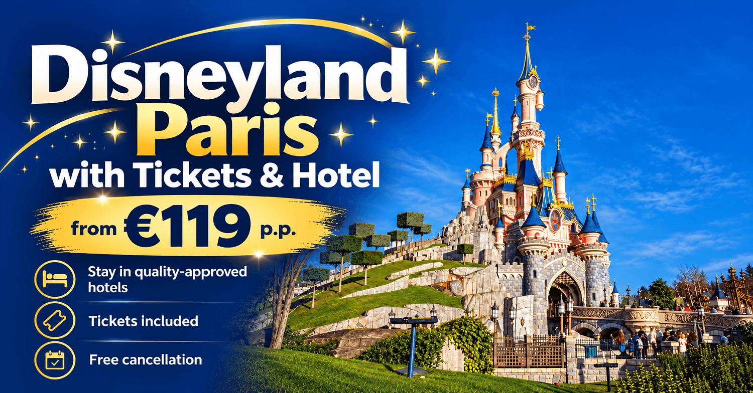 Disneyland Paris with tickets and hotel starting at 99 euros Disneyland Paris with tickets and hotel starting at 99 euros per person, for a limited time only
