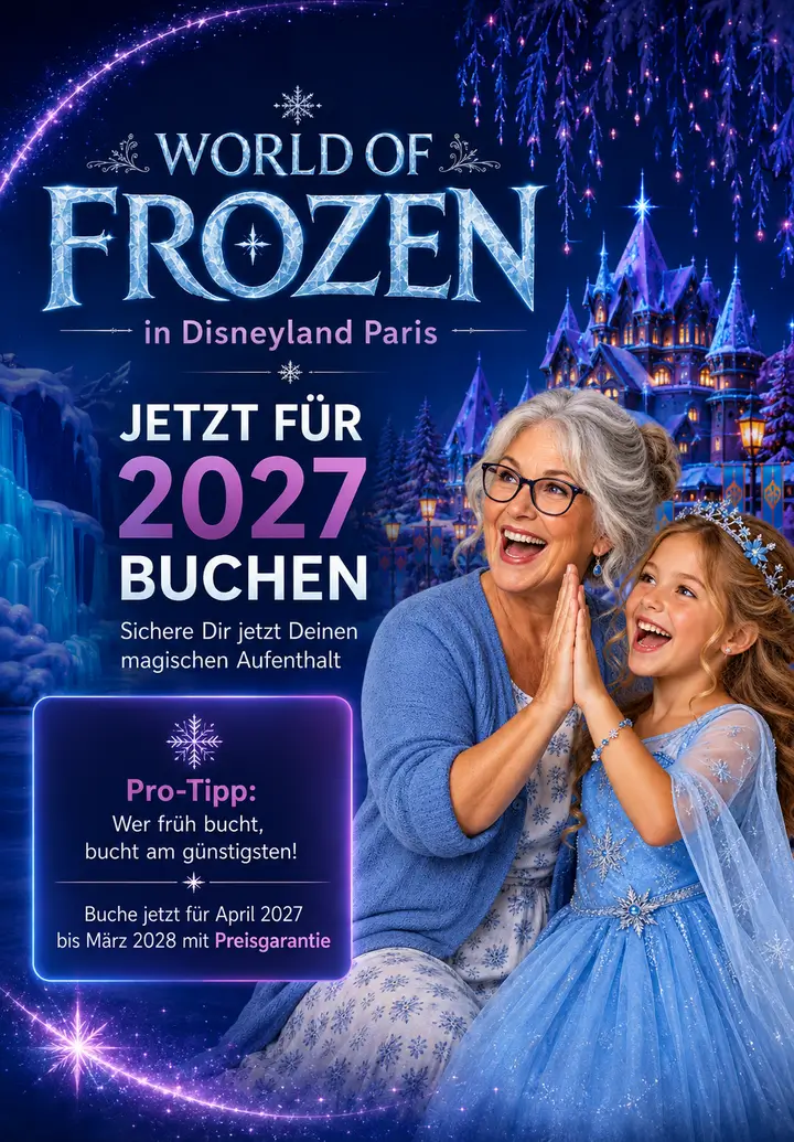 Bannerwerbung Bannerwerbung World of Frozen in Disneyland Paris jetzt für 2027 buchen. Wer früh bucht, bucht am günstigsten. Mit Best Preis Garantie (mobile Version)