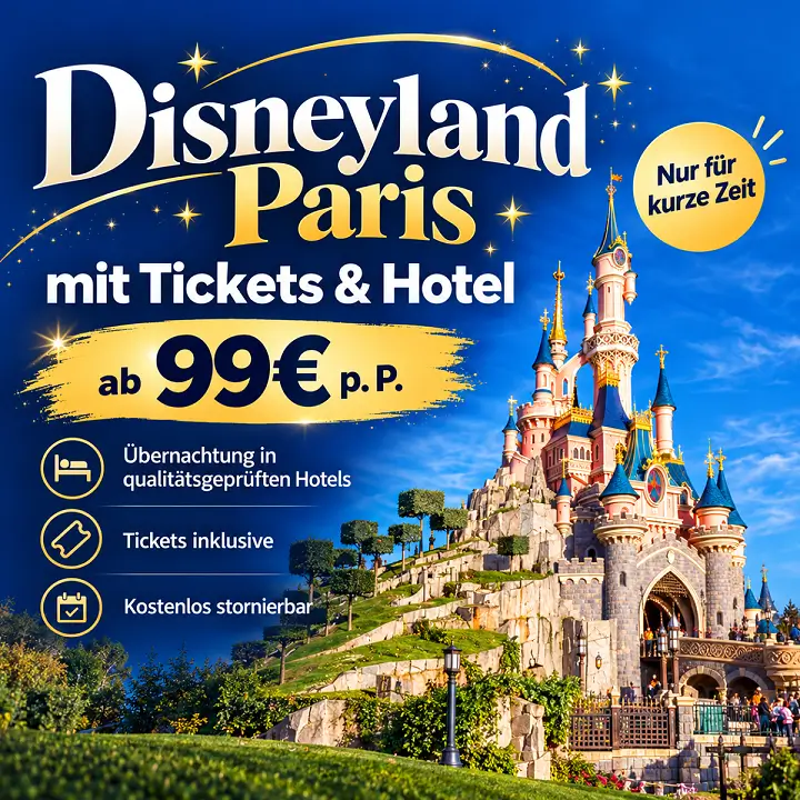 Banner mobile Ansicht: Disneyland Paris mit Tickets und Hotel ab 99 Euro pro Person, nur für kurze Zeit