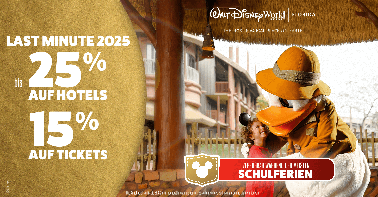 Last Minute Angebot für Walt Disney World im Sommer 2025: bis zu 25% Rabatt auf Hotels und 15% Rabatt auf Tickets