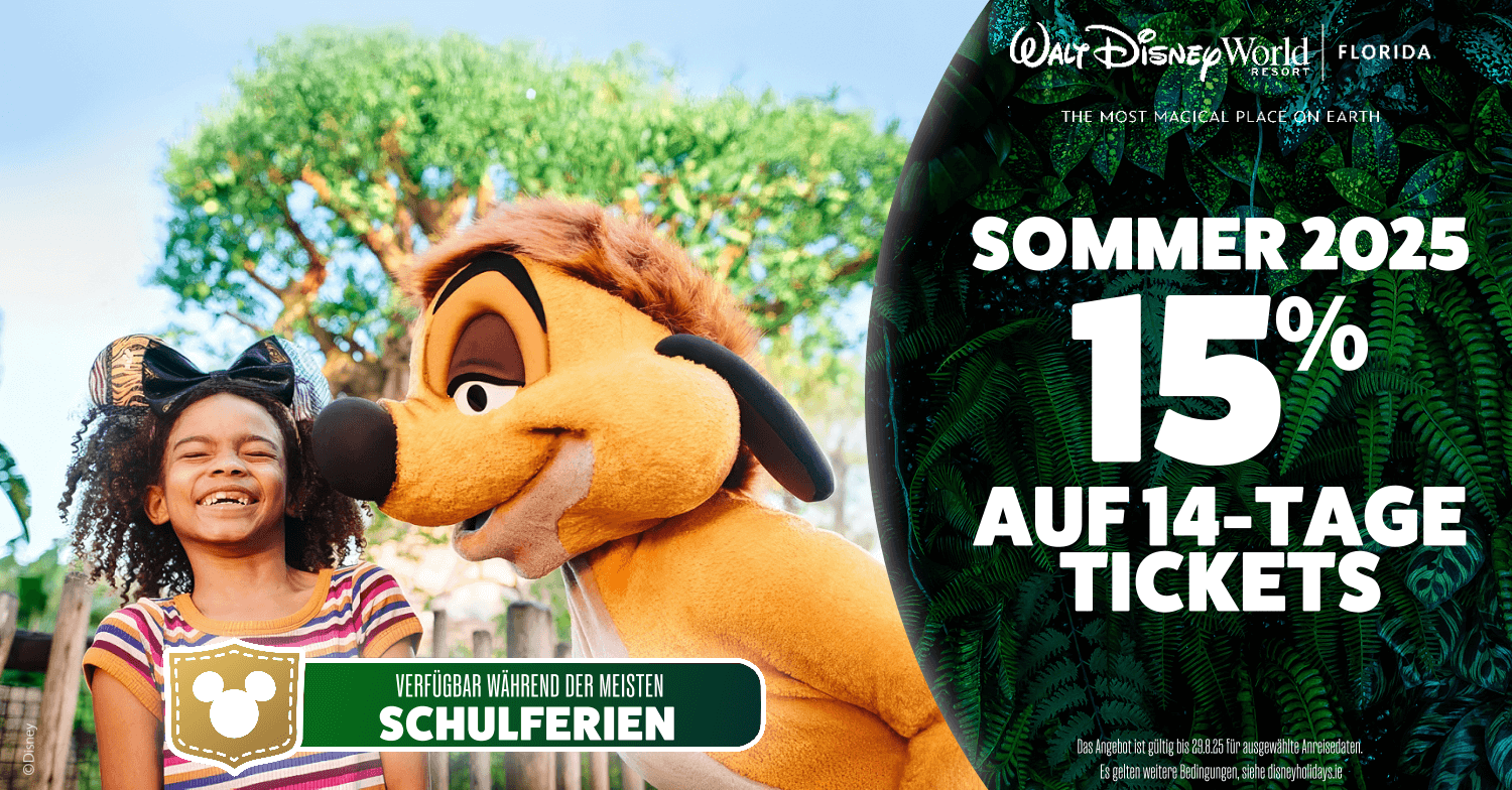 15% Rabatt auf 14-Tages Magic Tickets für Walt Disney World im Sommer 2025