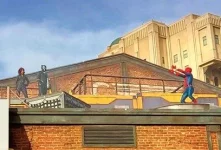 Stuntshow mit Black Widow, Black Panther und Spidey